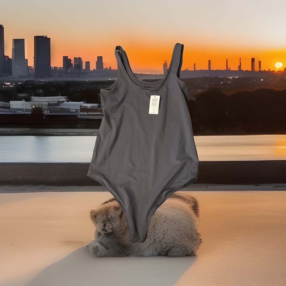 Torrid Bodysuit Snaps at Crotch Sleeveless V-Neck Gray Size 00 M/L NWT‎